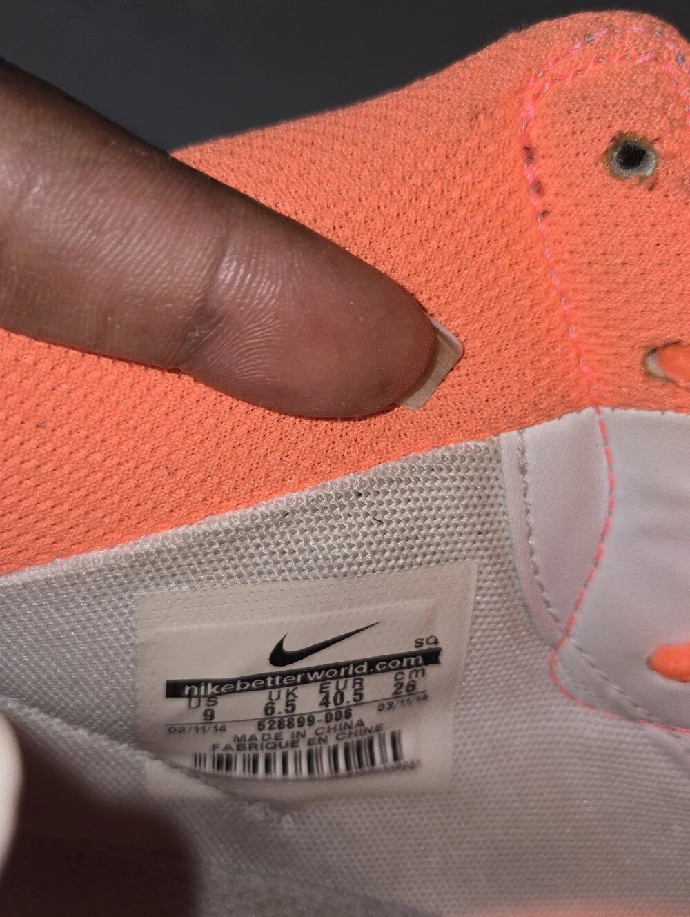 Nike Women's High-Top Wedge Sneakers in Gray and Coral Orange (Reflective)